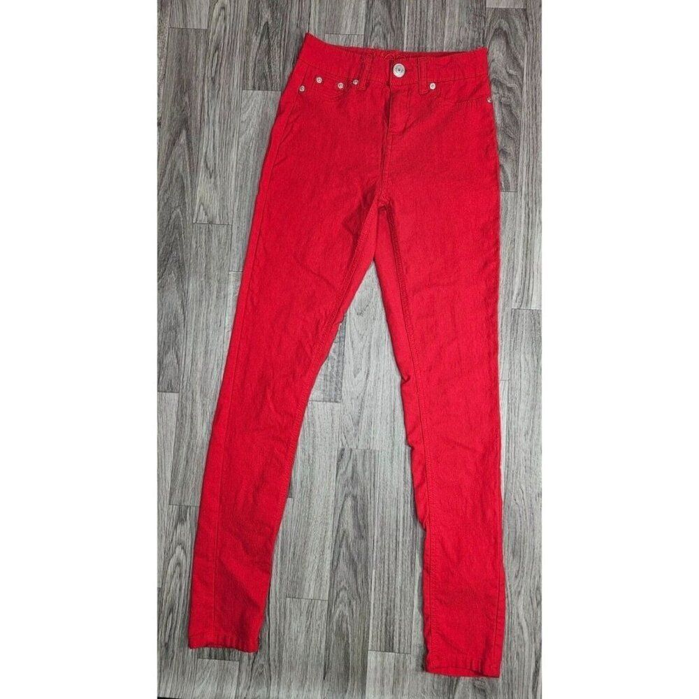 Rue 21 Juniors Size 1 / 2 Reg Stretch Skinny Mid Rise Red Denim Jeans
